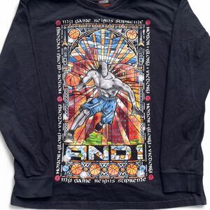 AND1 Stained Glass Baller Dribbling Graphic Kids Medium Long Sleeve Shirt